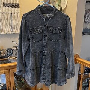 LOGO by Lori Goldstein Charcoal Denim Shirt